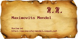 Maximovits Mendel névjegykártya